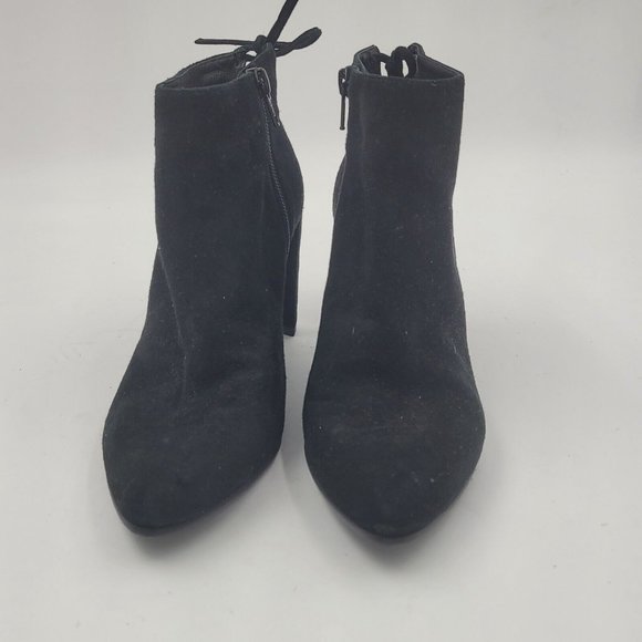 Stuart Weitzman " Lofty " Black Suede Side Zip Back Tie Ankle Bootie NWOB S 6 - Picture 4 of 12